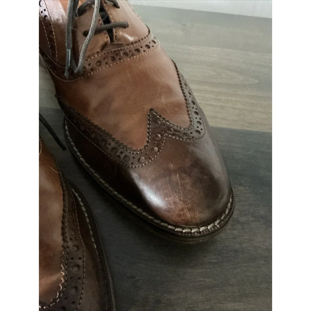 Cole Haan Wing Tip Oxford Dress Shoes Cognac Brown‎ Leather Sz 9